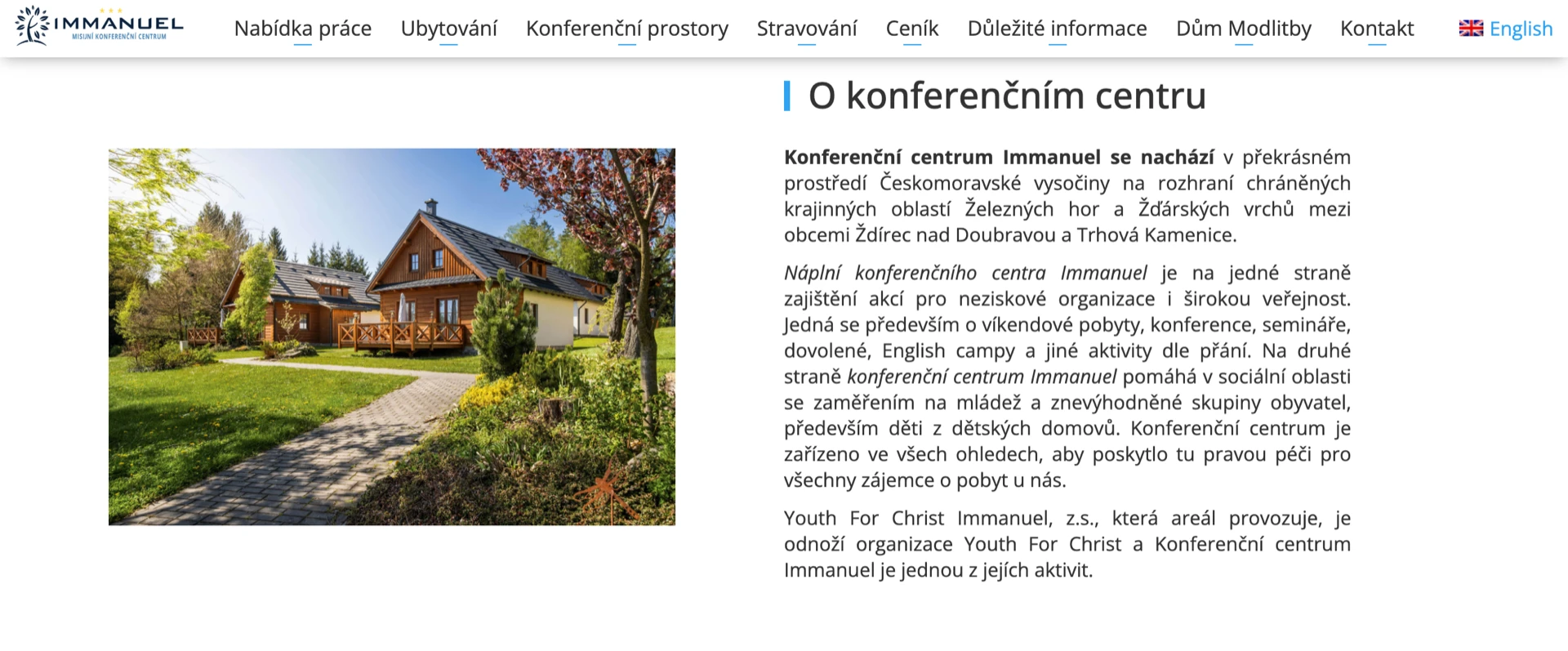 Webové stránky Immanuel centra