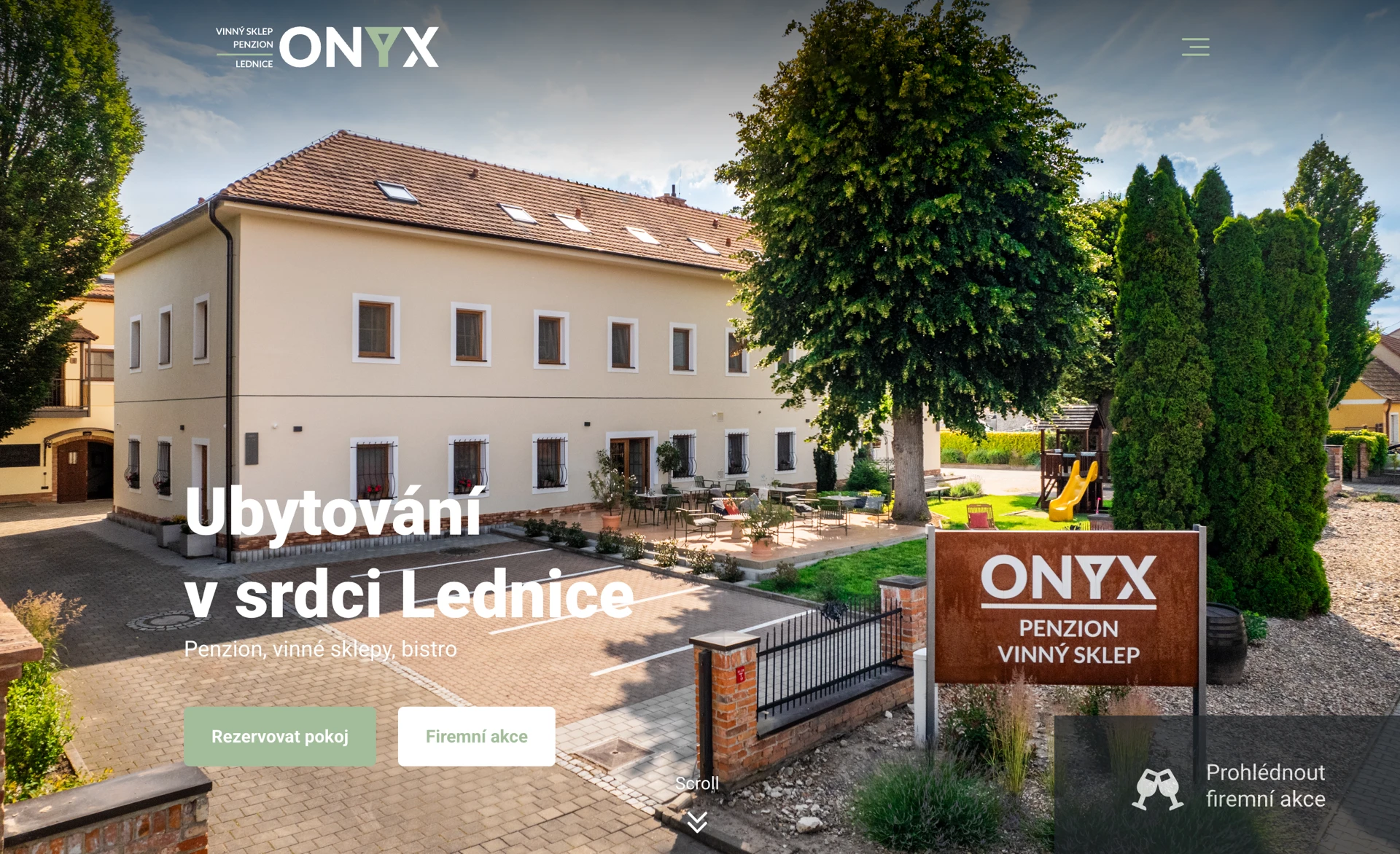 Webové stránky Penzionu Onyx